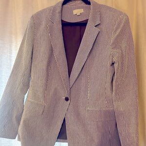 Loft Size 16 Gray and White Pinstripe Blazer